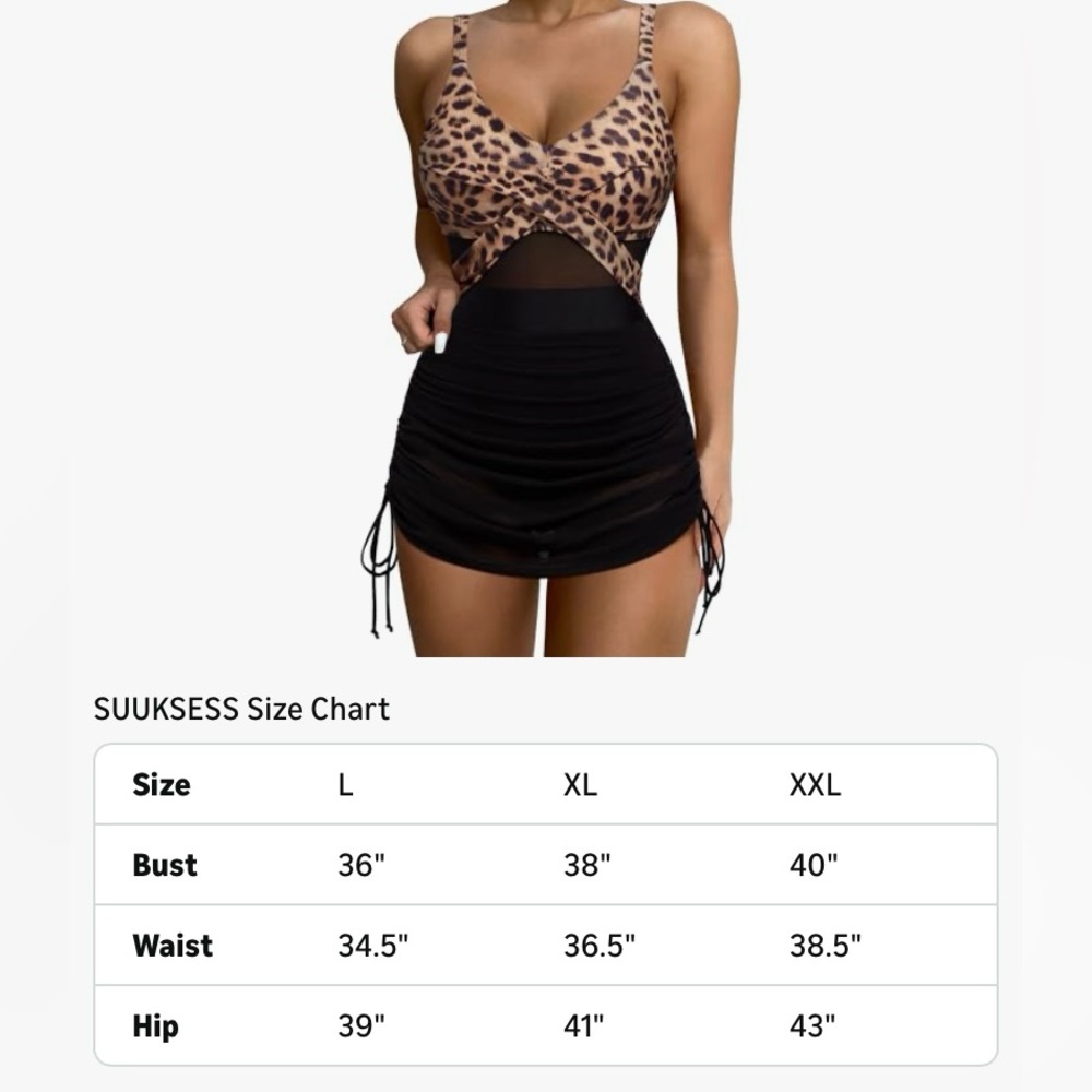 Leopard Print and Black Swimdress - Picture 8 of 9